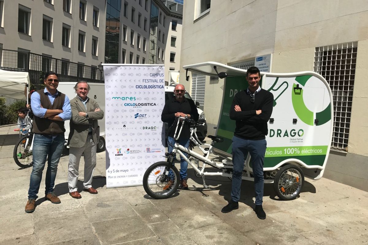 El Triciclo de carga 100% eléctrico de Drago, con pedaleo asistido y alimentado por placas fotovoltaicas, en la feria de Madrid Ciclologística 2018